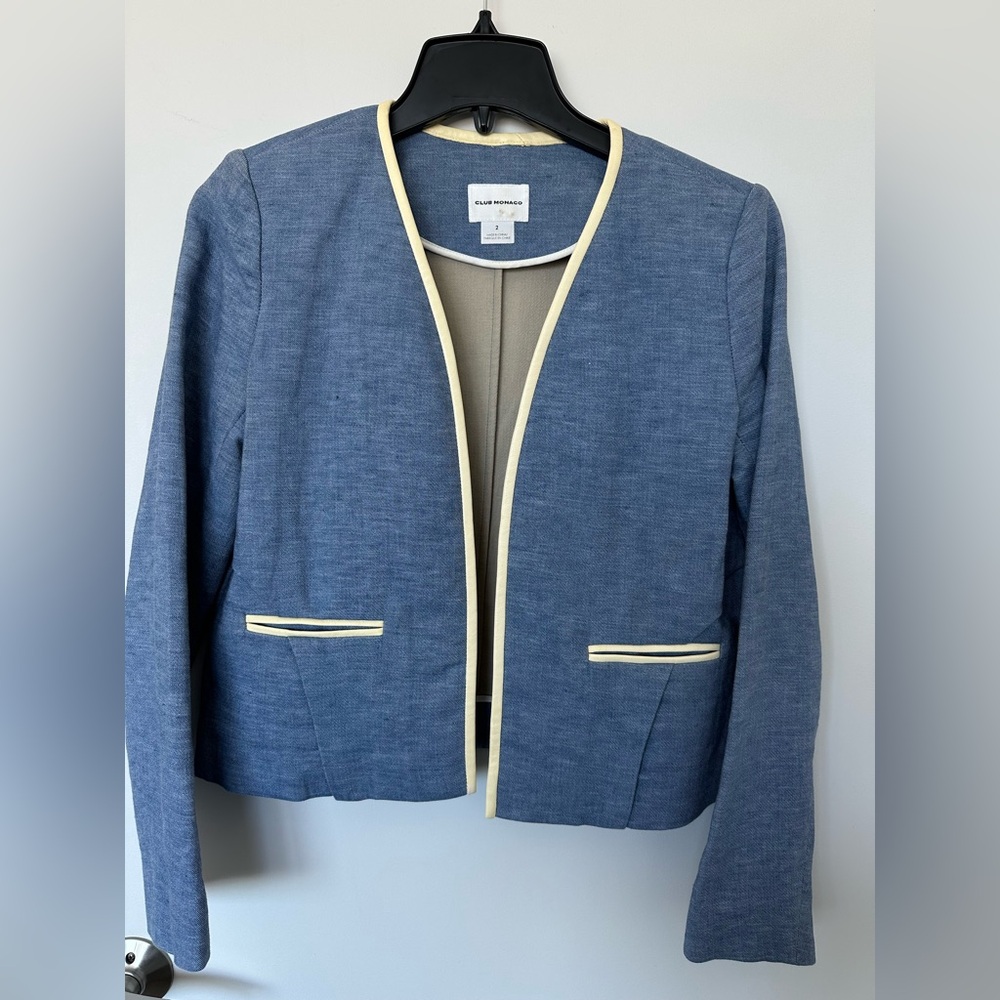 Club Monaco Vintage Blazer with Leather Trim NWOT